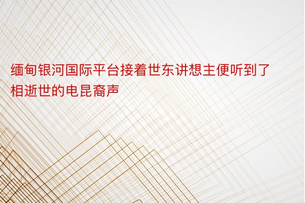 缅甸银河国际平台接着世东讲想主便听到了相逝世的电昆裔声