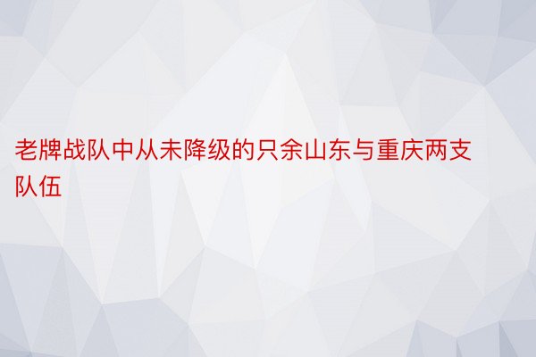 老牌战队中从未降级的只余山东与重庆两支队伍